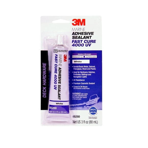 3M 05280 White 4000 UV Marine Adhesive Sealant Fast Cure - 3 oz.