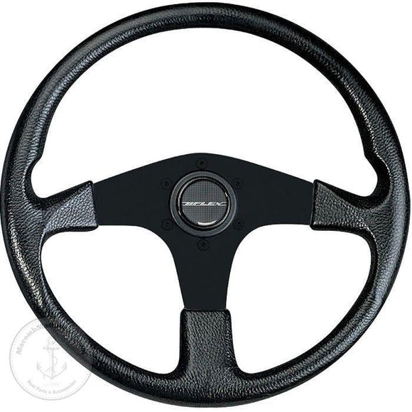 Black Corse Boat Steering Wheel - 13.8 inch | Uflex USA CORSE-B/B - MacombMarineParts.com