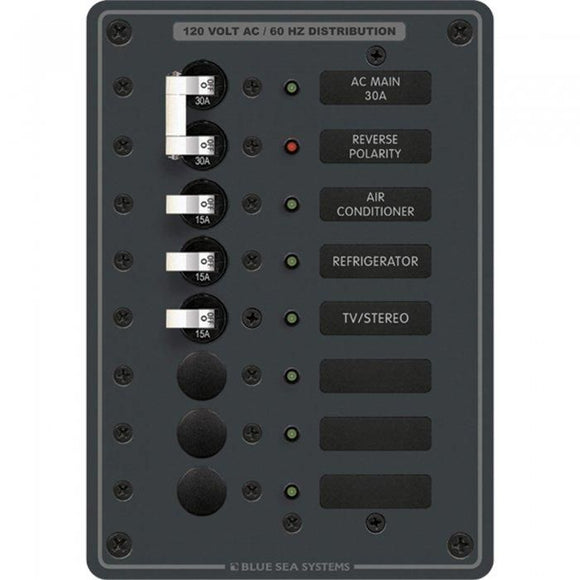 Blue Sea Circuit Breaker Panel Ac Main + 6 Positions 8027 - MacombMarineParts.com