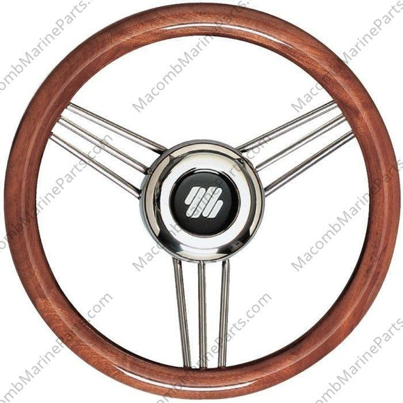 Mahogany Grip & Stainless Steel Boat Steering Wheel | UFLEX USA V26 - MacombMarineParts.com
