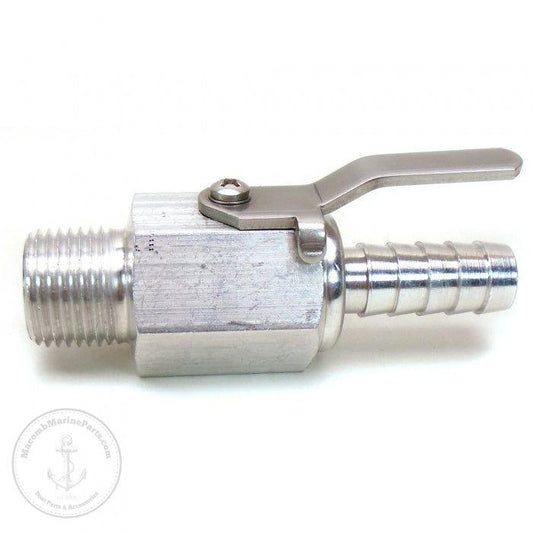 1/2" NPTF x 1/2" Barb Aluminum Fuel Shut-Off Valve | EVM S/V 140-1212