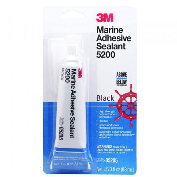 Black 5200 Marine Adhesive Sealant - 3 oz. | 3M 05205 - MacombMarineParts.com