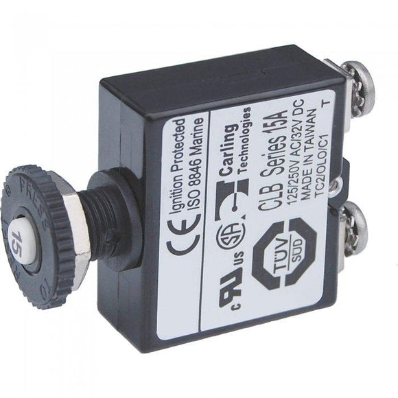 Blue Sea Circuit Breaker Push Button 15 Amp 2133 - MacombMarineParts.com