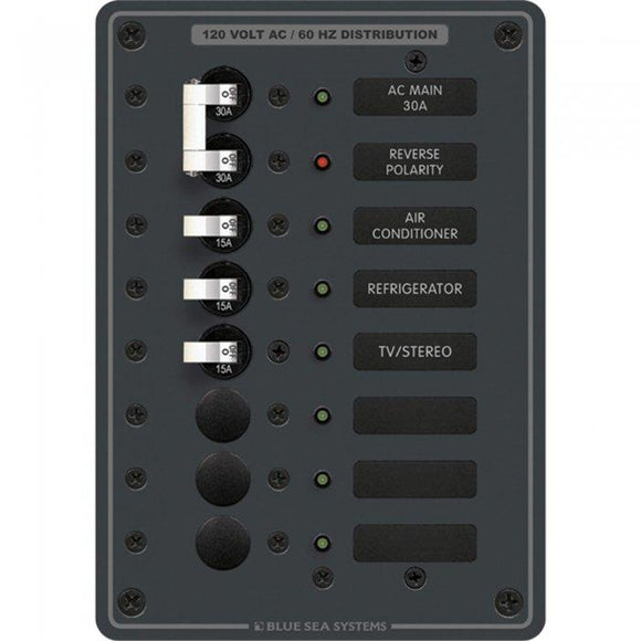 Blue Sea Circuit Breaker Panel Ac Main + 6 Positions 8027